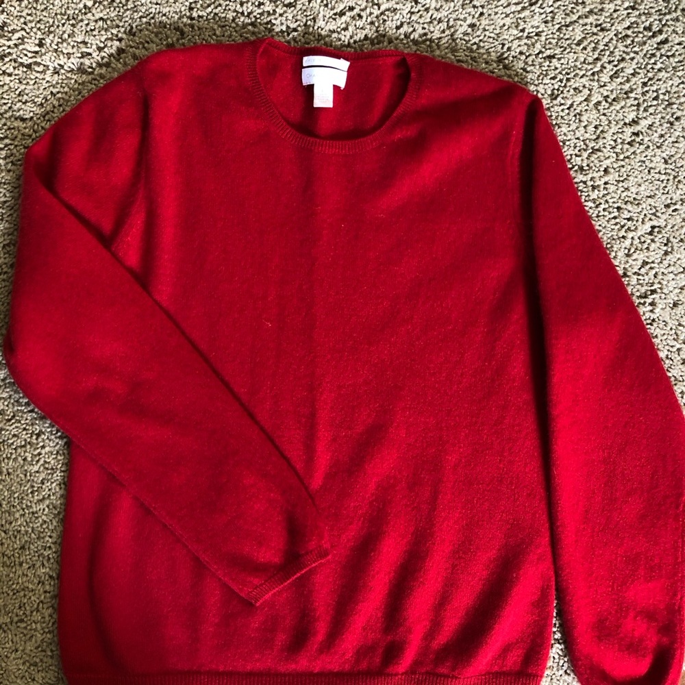 100% CASHMERE red sweater charter club Womens large luxury